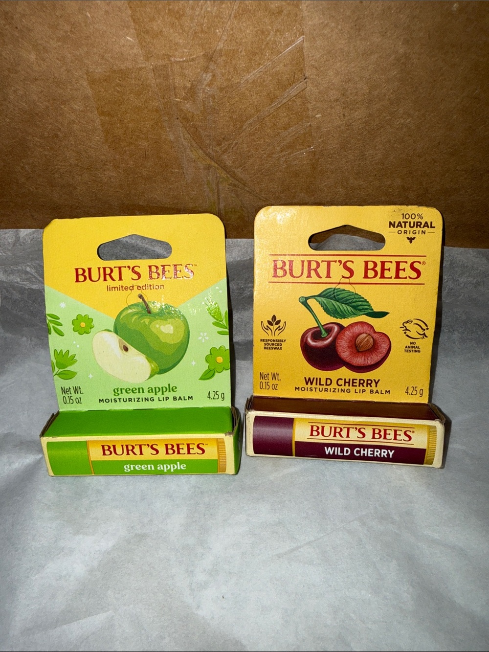 Burt's Bees Lip Balm Duo — Green Apple & Wild Cherry Tubes